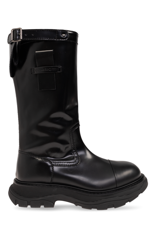 ショートブーツ・ブーティ Rubber boots - Alexander McQueen - Leather - Black Women's Tread Slick Boot in Black | Alexander McQueen US